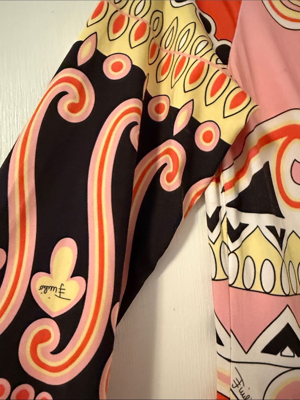 Emilio Pucci Pink Red Black Yellow 38 Italy Shift Dress Mod Printed 6 Small Med - Picture 8 of 16